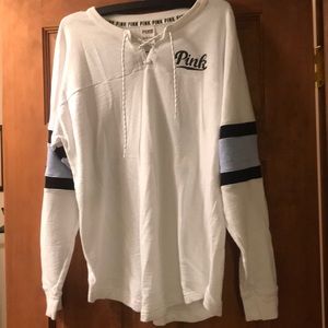 VS PINK white long-Sleeve shirt